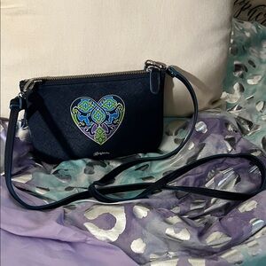 Brighton Navy Crossbody Bag with Heart Design
